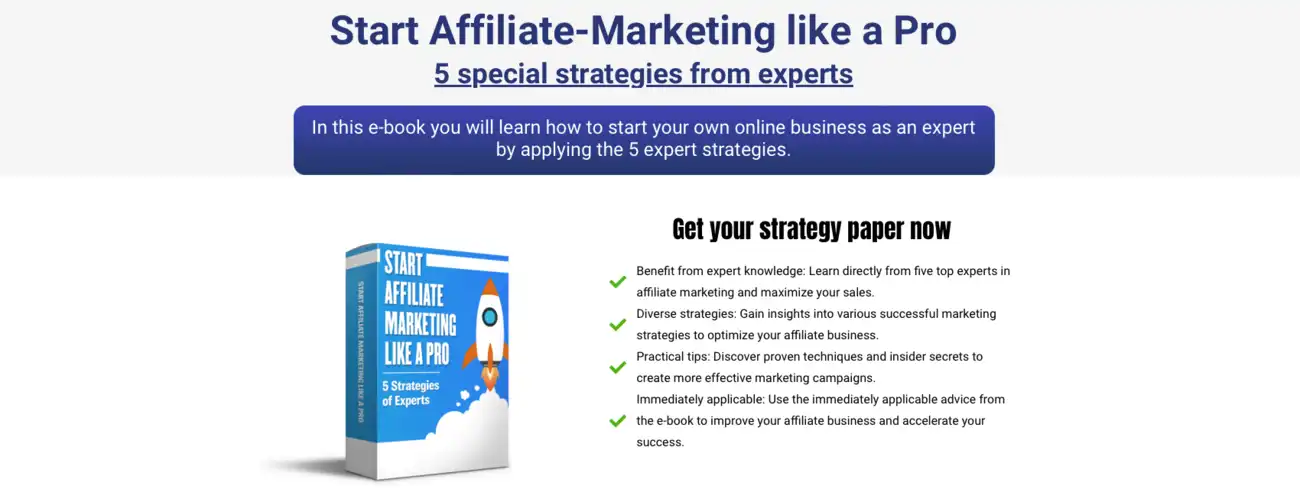 Start Affiliate Marketing Like a Pro Landing Page Screenshot